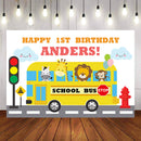 Personalized Photography Background Cartoon Animals Kindergarten School Bus Baby Shower Birthday Party Backdrop Photo Studio Props