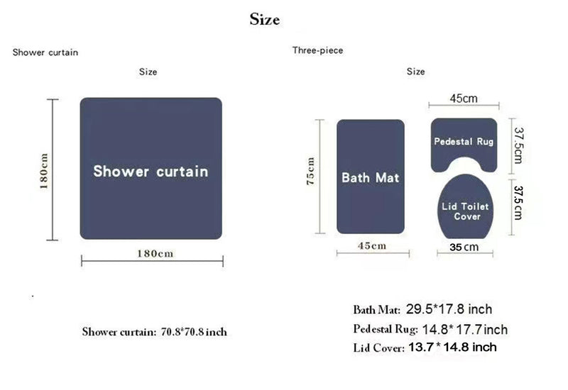 Marble Texture Shower Curtain Waterproof Set Home Decor Bath Mat Toilet Lid Cover Flannel Bathroom Carpet 4 Piece Set