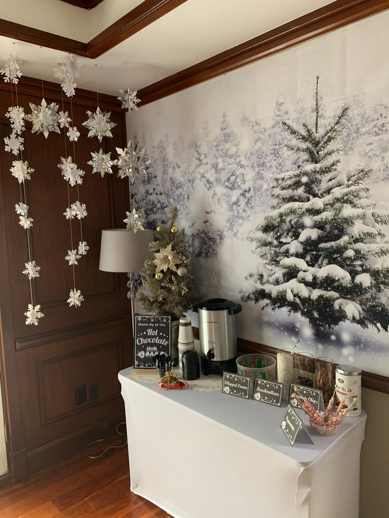 Fondo de árbol de nieve de invierno, telón de fondo de fotografía de Navidad blanca, fondo de fotografía de escenas de nieve, fondo de estudio para imagen 
