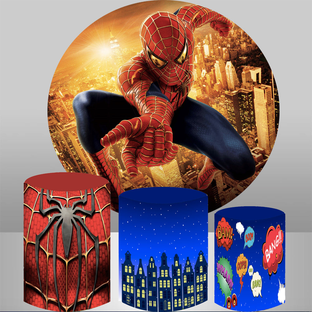 Custom Cartoon Superhero Round Backdrops Covers