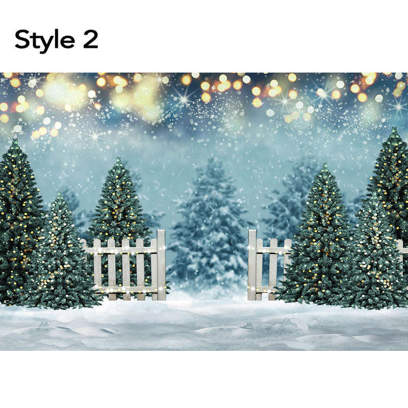 Arrière-plan personnalisé pour photographie de noël, 3 styles, pin de neige d'hiver, Bokeh, arrière-plan pour séance Photo, décoration de bonhomme de neige pour Studio Photo 