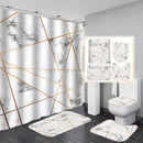 Marble Texture Shower Curtain Waterproof Set Home Decor Bath Mat Toilet Lid Cover Flannel Bathroom Carpet 4 Piece Set