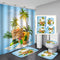 Summer Beach Pineapple Shower Curtain Tropical Ocean Waterproof Set Home Decor Bath Mat Toilet Lid Cover Flannel Bathroom Carpet 4 Piece Set
