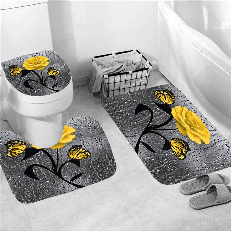 Yellow Rose Print 3D Shower Curtain