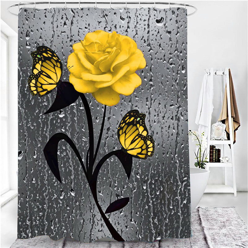 Yellow Rose Print 3D Shower Curtain