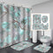 Elegant Shower Curtain Leaf Bathroom Bath Carpet Anti-slip Mats Doormats Soft Toilet Rugs 4 pieces Set Home Decoration